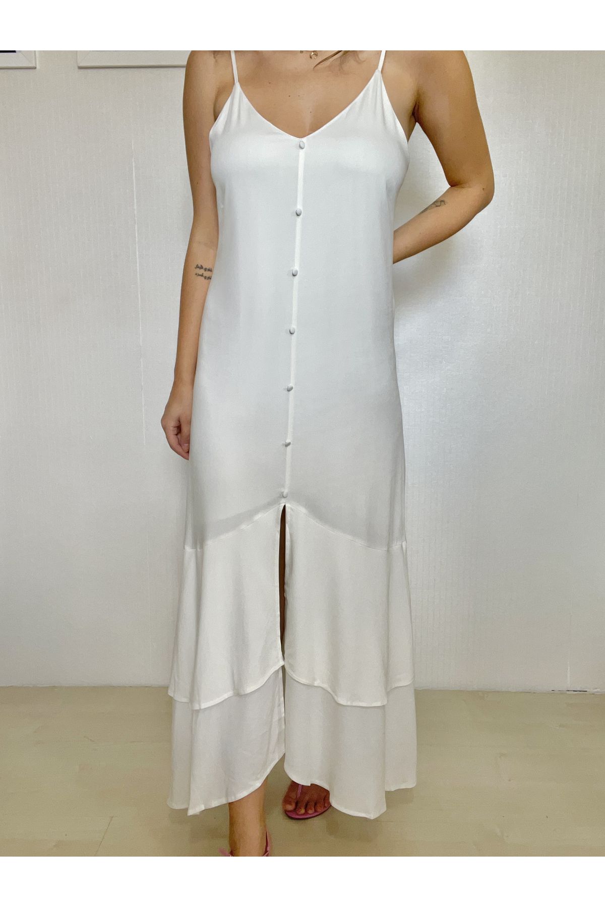Vestido Helena de Botões Off White