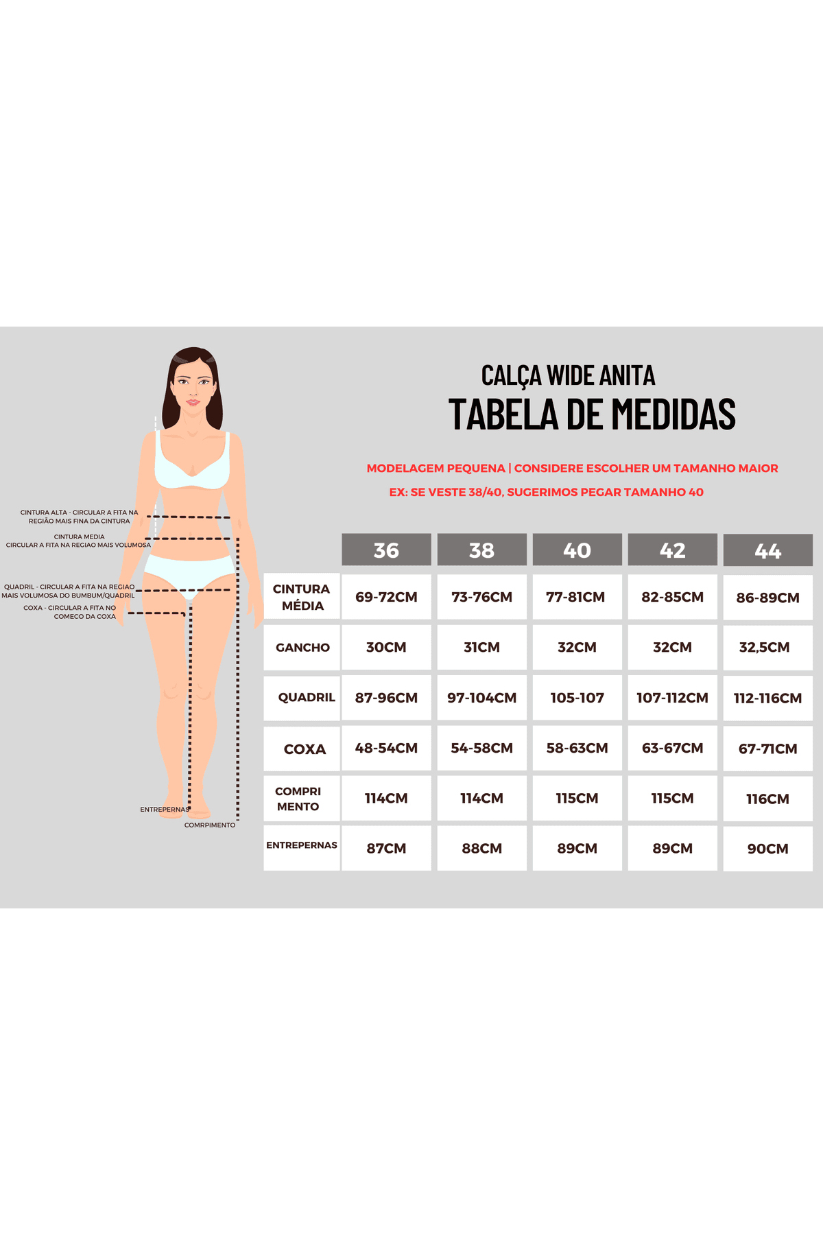 Calça Anita Wide Leg cintura média - jeans claro