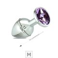 Plug de Metal M Cromado Com Strass 7cm SI (5846) - Pedra Lilás