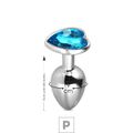 Plug de Metal P Com Pedra Formato de Coração 6cm SI (5848) - Pedra Azul Céu