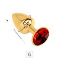 Plug de Metal G Dourado Com Strass SI (7054) - Pedra Vermelha