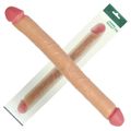 *Prótese 44x15cm Com Ponta duplo Slim Ultra Double Dildo VP (PE060) - Bege