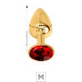 Plug de Metal M Dourado Com Strass SI (7053) - Pedra Vermelha