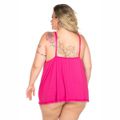 *Camisola Dantele Fechada Plus Size (PS2059). - Rosa
