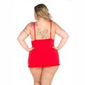 *Camisola Dantele Fechada Plus Size (PS2059). - Vermelho