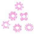 *Kit 6 Anéis Penianos Silicon Tickler Strech (TWA06-4 - ST319) - Rosa