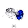 Plug de Metal P Cromado Com Strass 6cm SI (5845) - Pedra Azul