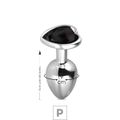 Plug de Metal P Com Pedra Formato de Coração 6cm SI (5848) - Pedra Preta