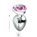 Plug de Metal G Com Pedra Formato de Coração 8cm SI (5850) - Pedra Rosa