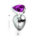 Plug de Metal G Com Pedra Formato de Coração 8cm SI (5850) - Pedra Roxa