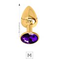Plug de Metal M Dourado Com Strass SI (7053) - Pedra Roxa