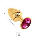 Plug de Metal G Dourado Com Strass SI (7054) - Pedra Pink