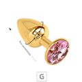 Plug de Metal G Dourado Com Strass SI (7054) - Pedra Rosa