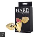 Plug de Metal Dourado Com Pedra de Coração (HA161D)- - Dourado