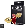Plug de Metal Dourado Com Pedra de Coração (HA161D)- - Vermelho