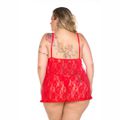 *Camisola Renda Fechada Plus Size (PS2064) - Vermelho