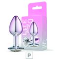 Plug de Metal P Rosa Com pedras Cravejadas Lite (SF270) - Pedra Cromada