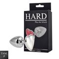 Plug de Metal Cromado Com Pedra de Coração (HA161C)- - Cromado