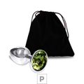 Plug de Metal P Cromado Com Strass 6cm SI (5845) - Pedra Verde