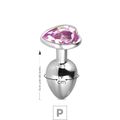 Plug de Metal P Com Pedra Formato de Coração 6cm SI (5848) - Pedra Rosa