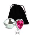 Plug de Metal M Com Pedra Formato de Coração 7cm (5849) - Pedra Pink