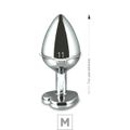 Plug de Metal M Com Pedra Formato de Coração 7cm (5849) - Pedra Pink