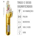 Vibrador Vai e Vem Com Estimulador Recarregável Female SI (6046) - Dourado