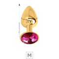 Plug de Metal M Dourado Com Strass SI (7053) - Pedra Pink
