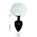 Plug de Silicone G Preto Com Pom Pom SI (8642) - Branco