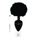Plug de Silicone G Preto Com Pom Pom SI (8642) - Preto