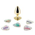 Plug Metálico Personalité Coração Com Duas Pedras - (HA189) - Dourado