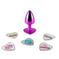 Plug Metálico Personalité Coração Com Duas Pedras - (HA189) - Lilás
