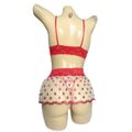 Conjunto Coração Com Sainha (ID1118) - Branco c/ Vermelho