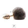 Plug De Metal P Com PomPom (MT046) - Marrom