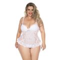 *Body Agatha Plus Size (PS2050) - Branco c/ Preto