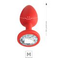 *Plug De Silicone M Vermelho (SX274) - Pedra Transparente