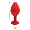 Plug De Silicone M Vermelho Pedra Formato de Coração (SX294) - Pedra Rosa