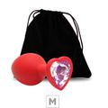Plug De Silicone M Vermelho Pedra Formato de Coração (SX294) - Pedra Rosa