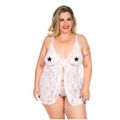 *Camisola Renda Aberta Plus Size (PS2062) - Branco