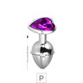Plug de Metal P Com Pedra Formato de Coração 6cm SI (5848) - Pedra Roxa