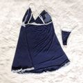 *Camisola Britney Plus Size (LK99950-LK9950) - Azul C/ Branco