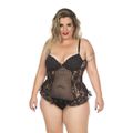 *Body Agatha Plus Size (PS2050) - Preto C/ Branco