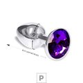 Plug de Metal P Cromado Com Strass 6cm SI (5845) - Pedra Roxa