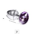 Plug de Metal P Cromado Com Strass 6cm SI (5845) - Pedra Lilás