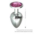 Plug de Metal G Cromado Com Strass 8cm SI (5847) - Pedra Rosa
