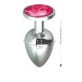 Plug de Metal G Cromado Com Strass 8cm SI (5847) - Pedra Pink