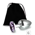 Plug de Metal G Cromado Com Strass 8cm SI (5847) - Pedra Lilás