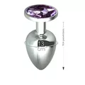 Plug de Metal G Cromado Com Strass 8cm SI (5847) - Pedra Lilás