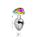 Plug de Metal P Com Pedra Formato de Coração 6cm SI (5848) - Pedra Fruta Cor