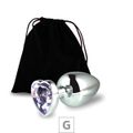 Plug de Metal G Com Pedra Formato de Coração 8cm SI (5850) - Pedra Lilás